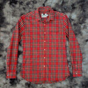 Topman flannel button down long sleeve dress shirt plaid tartan cottage cabin